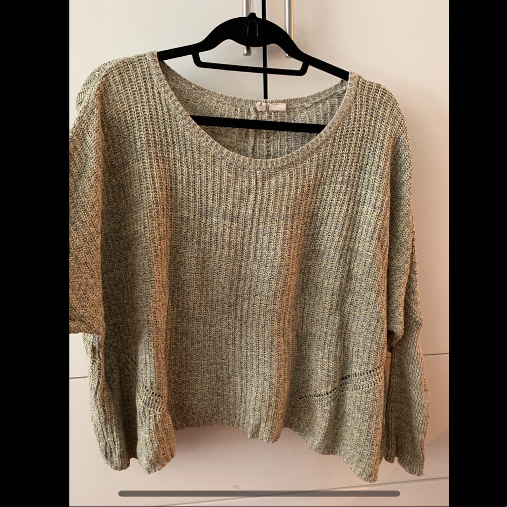 Anthropologie Pea-green Cropped High-Low Sweater